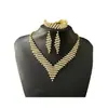 Conjunto de Joias de Noiva Fashion Colar Geométrico com Strass Brincos Pulseira Conjunto de 3 Peças Senhora Banquete de Casamento