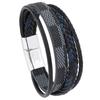 Europa e Estados Unidos retro simples moda xadrez tecido fivela magnética pulseira de couro pulseira estilo punk fornecimento transfronteiriço