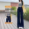 Calça Jeans Micro-Lazy Cor Tanino Feminina Primavera 2025 Nova Cintura Alta Aparência Slim Pequena Vintage Americana Flare