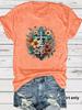 Estación Independiente Transfronteriza Verano Europa y América fe Cruz Flor Crewneck Suéter Manga Corta ebay Camiseta para Mujer