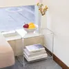 Mesa Auxiliar de Marco Pequeño de Acrílico Mesa de Café Fácil de Ensamblar Sala de Estar Dormitorio Decoración del Hogar Mesita de Noche Transparente
