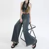 Jeans Amplios Retro Rústicos para Mujer Otoño 2024 Nuevo Diseño Cintura Alta Holgados Pantalón Falda
