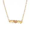Joyería de Estilo Europeo y Americano Personalizada con Diamantes, Collar con Letra 'Mom' en Forma de Corazón, Pequeño Regalo para el Día de la Madre, Colgante para Fiesta de Amor