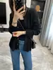 Cárdigan de punto retro para mujer, mezcla de lana, cuello redondo, estilo coreano, colección otoño 2026, versátil, adelgazante, manga larga, con rayas horizontales