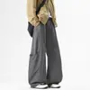 Pantalones Cargo Versátiles de Algodón Puro con Empalmes Estilo Americano para Hombre, Pantalones Rectos de Pierna Ancha para Primavera y Otoño, Pantalones Largos con Caída de Marca de Moda, Nuevo Modelo 2025