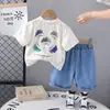 Traje de Verano para Niños 2025, Traje Casual de Dos Piezas de Manga Corta para Bebé Tallas Pequeña y Mediana, Traje Nuevo Guapo para Niños