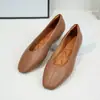Zapatos planos retro de cuero genuino de oveja, punta cuadrada, poco profundos, para mujer, modelo nuevo 2026, suela suave, cómodos para el trabajo