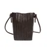 Bolso de mano de alta gama con patrón tejido retro para mujer, lindo nuevo bolso de moda para el trabajo, de hombro, cruzado, pequeño y adorable para el teléfono
