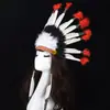 Tocados de Plumas para Novia Diadema India Cosplay Tocados de Jefe Sombrero Indio Blanco y Negro Rojo Venta al por Mayor