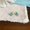 Azul Leite do Verão~Brincos Azul Bebê Doces e Frescos com Estrelas e Corações, Exquisitos Targuinhas de Esmalte
