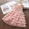 2025 Verão Transfronteiriço Vestido de Renda para Meninas Regata Infantil Saia de Gaze de Princesa Saia Bolo Puff para Bebê