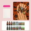 Unhas Usáveis de Abóbora e Fantasma de Halloween Europeias e Americanas Mais Vendidas Transfronteiriças com um Toque de Luxo, Pontas de Unha Destacáveis Longas e Pontiagudas