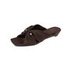 Zapatillas Pleated Lazy de Cuña de Piel de Cordero Súper Suaves y Fáciles de Poner Nuevo Tacón Bajo Punta Cuadrada Punta Abierta Zapatillas con Hebilla Metálica