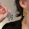 Pendientes de Plata Aguja Luz de Lujo Elegantes Zirconia Estrella Mang Brillante Borla Diseño de Nicho Versátiles Personalidad Moda Pendientes para Mujer