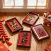 Paisagem em Miniatura Ano Novo Bandeja Criativa Moldura de Foto Paz e Alegria Decoração de Casa de Boneca Pendurada na Parede Materiais para Ímã de Geladeira DIY
