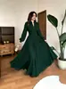 Vestido longo de manga comprida, ajustado, modelador, plissado, estilo francês, transfronteiriço europeu e americano, vestido de noite