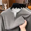 Moletom estilo Old Money para homens, logo e bordado personalizados, uniforme de equipe, gola redonda, design falso de duas peças, malha masculina de outono