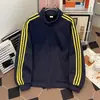 Sudadera con Capucha y Cremallera Cardigan de Rayas con Cuello Alto para Hombres y Mujeres Ropa de Otoño Marca de Moda Chaqueta de Tres Rayas Atuendo de Pareja Chaqueta Versátil