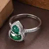 Anel de mão ajustável com abertura, estilo nacional, personalidade, requintado, cravejado com diamante zircônia, formato de cabaça, bênção e prosperidade, sensação de nicho de alta qualidade