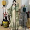 Bai Li Mingqing Original [Cesto Verde] Hanfu Feminino Feito em Song Estampado Saia Plissada de Comprimento Médio na Cintura