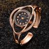 Nuevo Reloj de Pulsera para Mujer con Incrustaciones de Diamantes cansnow Moda Elegante Elegante para Mujer Hebilla Abierta Correa de Acero Reloj de Pulsera de Cuarzo