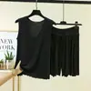 Colete de modal, estilo fino, verão 2026, tamanhos grandes, conjunto de 2 peças para casa, camiseta básica fresca com decote V, shorts soltos
