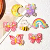 Novo Fofo Colorido Transparente Borboleta Flor Carro Lua Arco-Íris DIY Grampo de Cabelo Acessórios de Cabelo Cola de Creme Acessórios para Capa de Celular