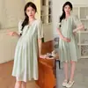 En stock Verano 2025 Nuevo Vestido para Mujeres Embarazadas Estilo Nacional Moda Elegante Tencel Hebilla Vestido para Mujeres Embarazadas