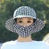 Chapéu de Proteção Solar com Máscara Integrada, Chapéu Grande de Colheita de Chá, Chapéu de Sol para Trabalho ao Ar Livre, Chapéu de Sol de Verão com Cobertura Facial para Proteção UV
