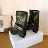 Botas de montar de tacón grueso para mujer, retro, adelgazantes, holgadas, de media pantorrilla, hebilla de cinturón plisada, botines de tacón alto, botas de pierna de pantalón suaves para chica picante