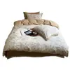 Conjunto de cama de quatro peças, espesso, 100% algodão, escovado, com 60 peças, apresentando um padrão floral francês vintage de algodão puro, adequado para outono e inverno