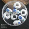 Jingdezhen Contas Aplicadas Acessórios para Joias DIY Contas Cerâmicas Azul e Branco com Furo Grande Acessórios para Pulseira de Roupa Contas de Porcelana Feitas à Mão