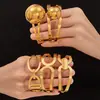 Pulseras de Moda Europeas y Americanas con Cuentas Redondas Grandes, Set de Pulseras de Acero Inoxidable Huecas, Diseño Exagerado y Único, Chapado en Oro de 18 Quilates