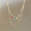 Colar Margarida Cor Dopamina de Verão Feminino Estilo Ins Design Nicho Corrente para Clavícula Fresco Elegante Versátil Corrente de Colar