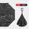 Paraguas Invertido Automático de Doble Capa con Mango Largo para Hombres y Mujeres, Protección Solar, Lluvia o Sol, Parasol Grande de Doble Capa Resistente al Viento para Montar en el Coche