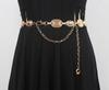 Cadena de cintura de metal de estilo étnico bohemio tallado retro, cadena para pantalones de chica sexy y ardiente, cadena para el cuerpo, decoración femenina ajustada a la cintura
