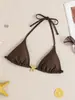 2026 Nuevo Bikini Europeo y Americano Amazon Color Sólido Tirante Triangular Sexy de Dos Piezas Traje de Baño Bikini para Mujeres