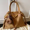 Bolso de Gamuza Gran Capacidad Bolso Tote para Mujer Estilo Retro Bolso de Hombro de Gamuza Mate Bolso Versátil para Viaje de Otoño e Invierno para Mujer