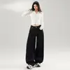Jeans Anchos de Pierna con Estampado de Corazones Rosas Naranja Infantil para Mujer, Sueltos, Adelgazantes, Rejuvenecedores, Casuales, Versátiles, de Pierna Recta, Largo hasta el Suelo