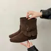 Punta Cuadrada Estilo Nuevo Pantalón Pierna Hebilla Retro Botas Moda Otoño Invierno Nicho Botines Botines Estilo Coreano Botas de Montar 2026