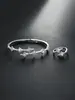 Pulsera de Estrella de Seis Puntas Transfronteriza Amazon Pulsera de Lujo Ligero de Gama Alta para Mujer Conjunto de Anillo de Pulsera Versátil de Nicho Joyería