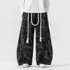 Novos Calças Largas Masculinas Tie-Dye High Street Transfronteiriças Outono/Inverno 2024 Calças Casuais Masculinas Retrô Plus Size