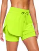 Pantalones cortos de running 2 en 1 para mujer más vendidos en Europa y América, de cintura alta con cordón, con forro para privacidad, pantalones casuales deportivos de secado rápido