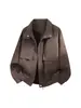 Jaqueta de couro retro americana para homens, primavera e outono, corte casual solto, gola de lapela, casaco oversized de couro PU, alta qualidade, transfronteiriço