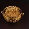 Pieza de Mano de Sapo Dorado Pequeño de Latón Cornucopia Puede Girar Adornos Pequeños de Escritorio para Atraer Riqueza y Prosperidad