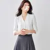 Blusa de gasa blanca, nueva colección de primavera 2026 para mujer, diseño elegante y profesional, con escote en V que revela la clavícula
