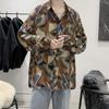 Nova camisa de manga comprida de outono masculina estilo coreano moderna versátil ins estilo Hong Kong solta casual sem passar camisa floral retrô