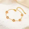 Pulseira de Aço Titânio Dourado Incrustada com Turquesa Pulseira Borboleta Cubana de Aço Inoxidável Joias Simples da Moda Europeia e Americana Atacado