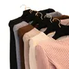 Nuevo Top de Punto Básico de Cuello para Mujer Otoño Invierno Versátil Ajustado Elegante Ropa Interior de Manga Larga Ajustado