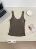 Camiseta sin mangas de tirantes anchos con cuello en U y copas fijas, talla grande, transfronteriza, para mujer, ropa interior sin costuras que se puede usar como prenda exterior, con almohadillas en el pecho